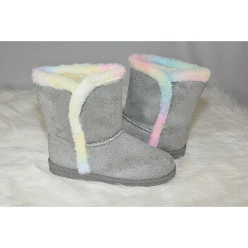 Fabkids Boots Fuzzies, Tulip Fuzzy, Light Gray, Size 7